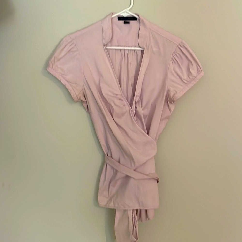 Express light pink short sleeve wrap top
